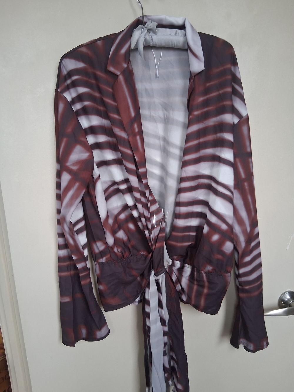 Musura Two-Tone  Blouse in Gray and Btiwn